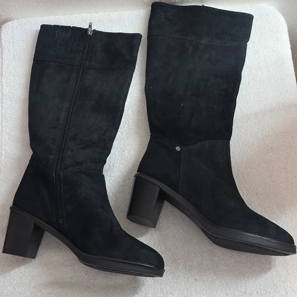 Hush Puppies Saun Olivya Suede Knee High Tall Boots Womens Size 11W